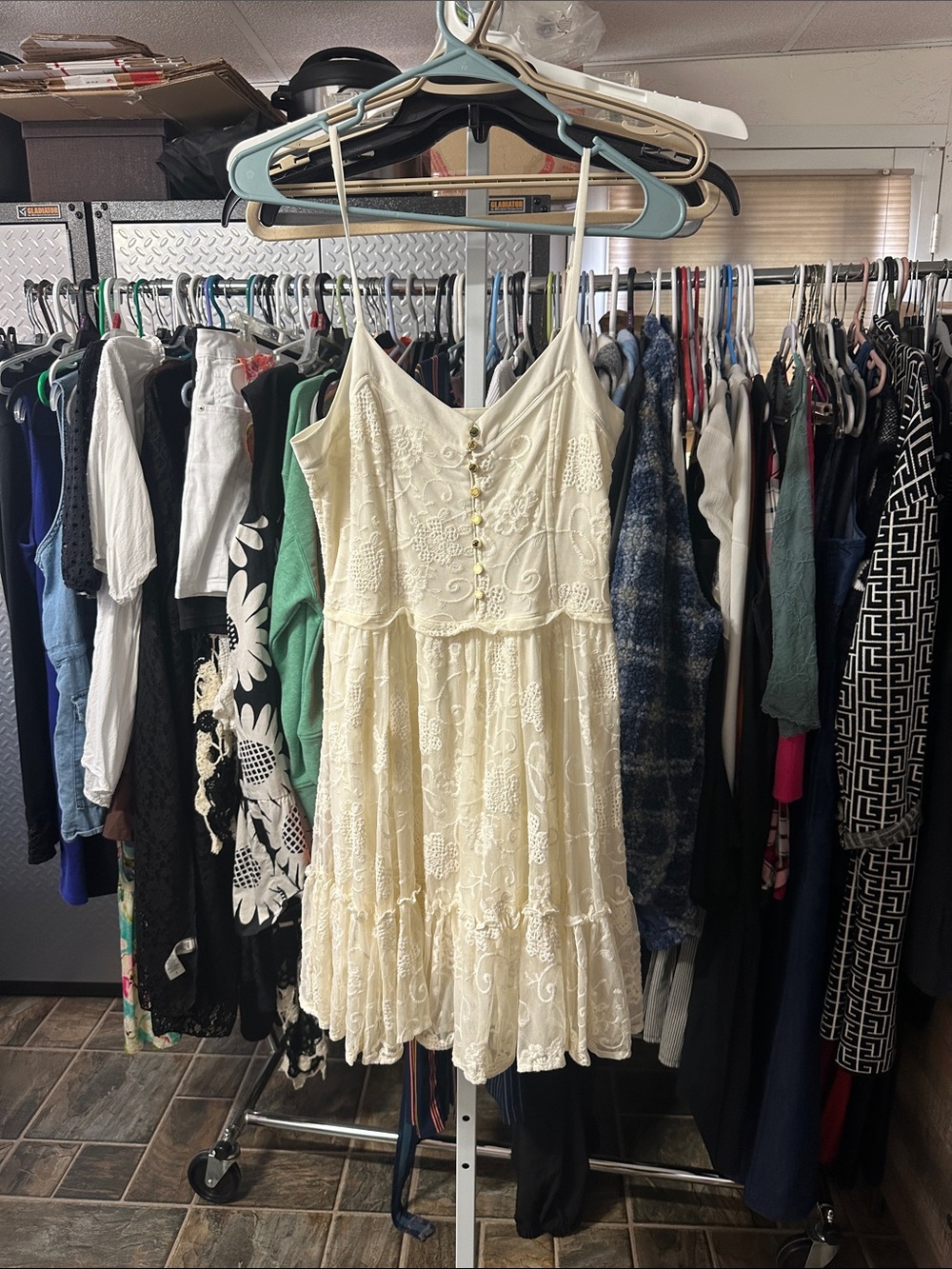 Juicy Couture Women's Ivory Lace Button-Front Sundress